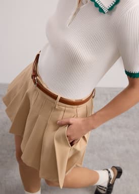 Pleated Flare Mini Skirt