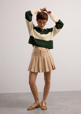 Pleated Flare Mini Skirt