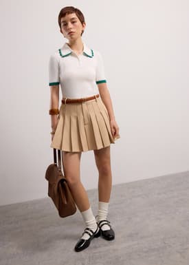 Pleated Flare Mini Skirt