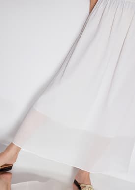 Elastic Cotton High Waist Flare Maxi Skirt