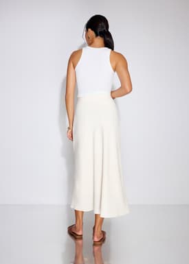 High Waist Bias Cut Midaxi Skirt