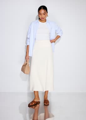 High Waist Bias Cut Midaxi Skirt
