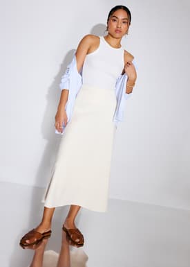 High Waist Bias Cut Midaxi Skirt