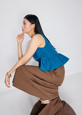 High Waist Bias Cut Midaxi Skirt