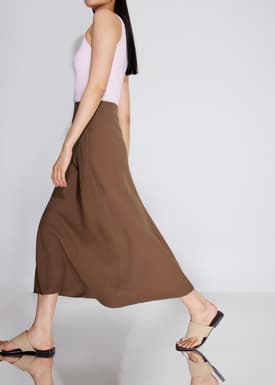 High Waist Bias Cut Midaxi Skirt