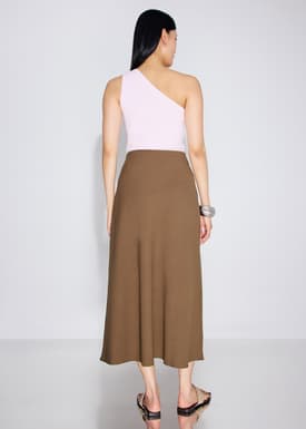High Waist Bias Cut Midaxi Skirt