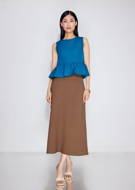 High Waist Bias Cut Midaxi Skirt