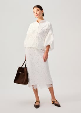 Floral Lace Column Midi Skirt