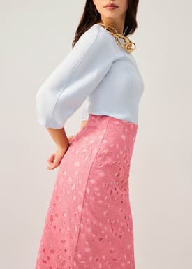 Floral Lace Column Midi Skirt