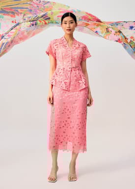 Floral Lace Column Midi Skirt