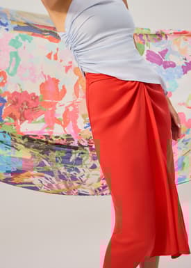 Lyocell Front Twist Column Midaxi Skirt