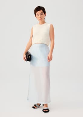 Sheer Lyocell Column Maxi Skirt