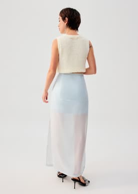 Sheer Lyocell Column Maxi Skirt