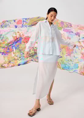 Sheer Lyocell Column Maxi Skirt