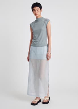 Sheer Lyocell Column Maxi Skirt
