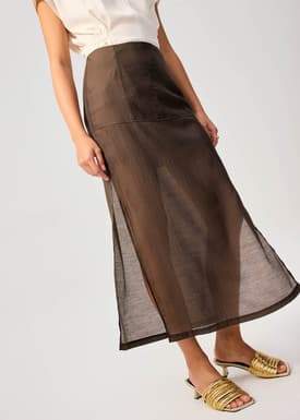 Sheer Lyocell Column Maxi Skirt
