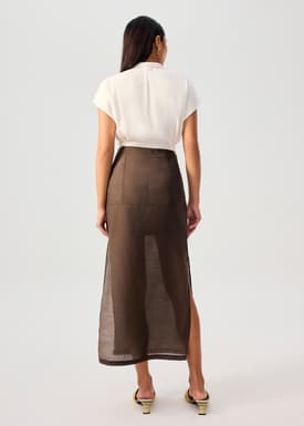Sheer Lyocell Column Maxi Skirt