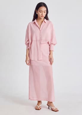 Sheer Lyocell Column Maxi Skirt