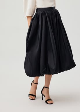 Mid Waist Bubble Midaxi Skirt