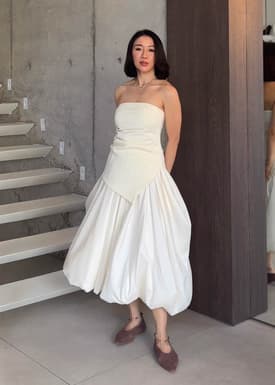 Mid Waist Bubble Midaxi Skirt