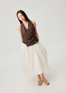 Mid Waist Bubble Midaxi Skirt