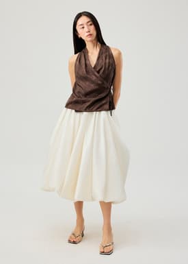 Mid Waist Bubble Midaxi Skirt