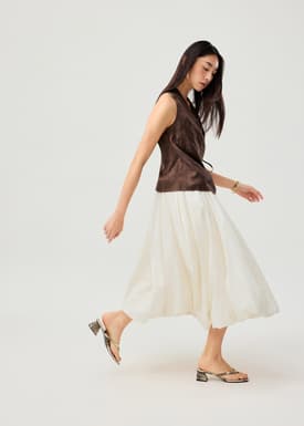 Mid Waist Bubble Midaxi Skirt