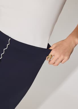 Knit Scallop Edge Column Midi Skirt