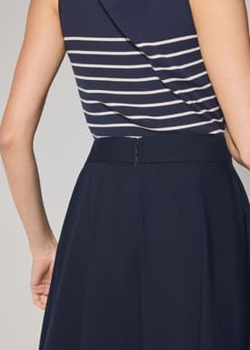 Cotton Side Tie Flare Floor Length Skirt