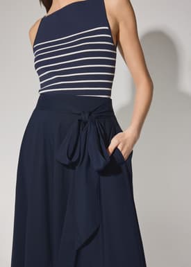 Cotton Side Tie Flare Floor Length Skirt