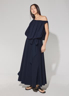 Cotton Side Tie Flare Floor Length Skirt