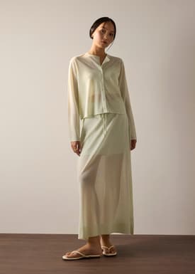 Sheer Knit A-line Maxi Skirt