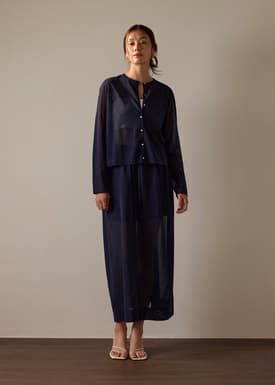 Sheer Knit A-line Maxi Skirt