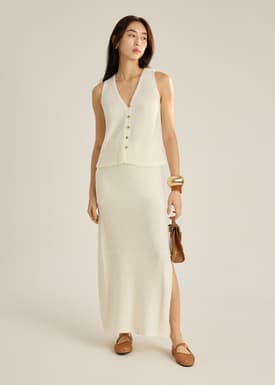 Boucle Knit Column Skirt