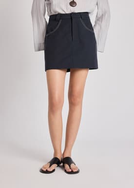 Contrast Stitch Mini Skirt