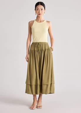 Crinkled Tiered Skirt