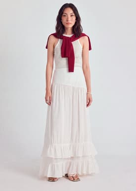 Ruffle Floor Length Skirt
