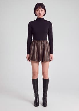 Vegan Leather Bubble Mini Skirt