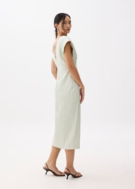 Striped V-neck Column Midaxi Dress