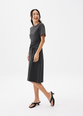 Ruched Shift Midi Dress