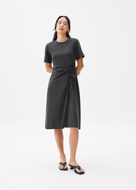Ruched Shift Midi Dress