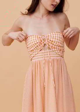 Padded Gingham Fit & Flare Midaxi Dress
