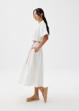 Belted Cotton Shirt Dress