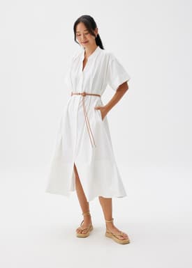 Belted Cotton Shirt Dress