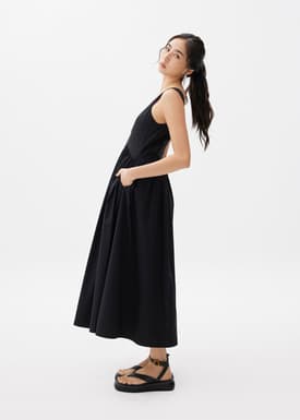 Cotton Fit & Flare Midaxi Dress