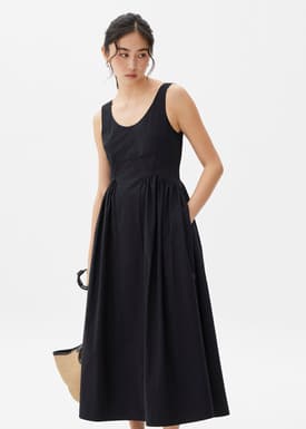 Cotton Fit & Flare Midaxi Dress