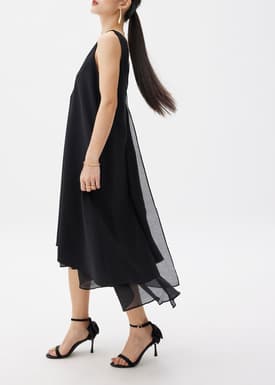 Satin Trapeze Midaxi Dress