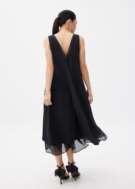 Satin Trapeze Midaxi Dress