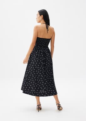 Padded Cotton Fit & Flare Midaxi Dress