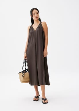 V-neck Trapeze Midaxi Dress